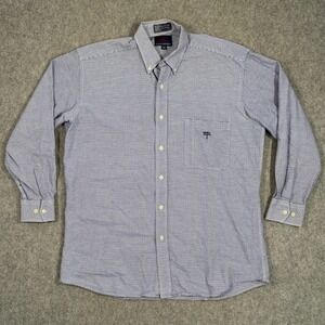 Lucchese 1883 Navy Blue White‎ Plaid Cowboy Fit Shirt Men's Size Medium/Large